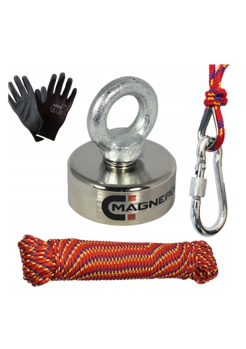 SSMD60 MAGNES NEODYMOWY 150kg 60x15 Lina ZESTAW do poszukiwań